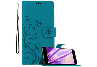 carcasa de móvil  - Funda libro para Móvil - Carcasa protección resistente de estilo libro CADORABO, Huawei, P10, azul floral