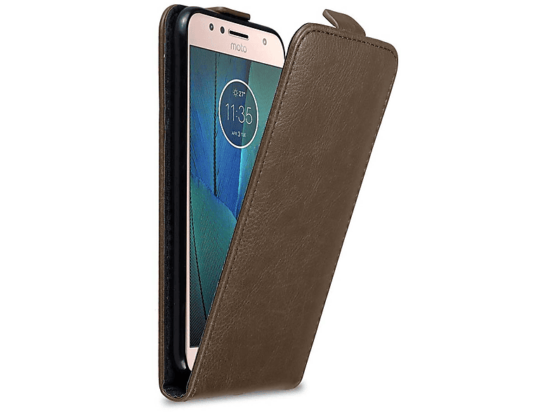 Cover, Motorola, PLUS, Style, CADORABO Hülle G5S BRAUN Flip im KAFFEE Flip MOTO