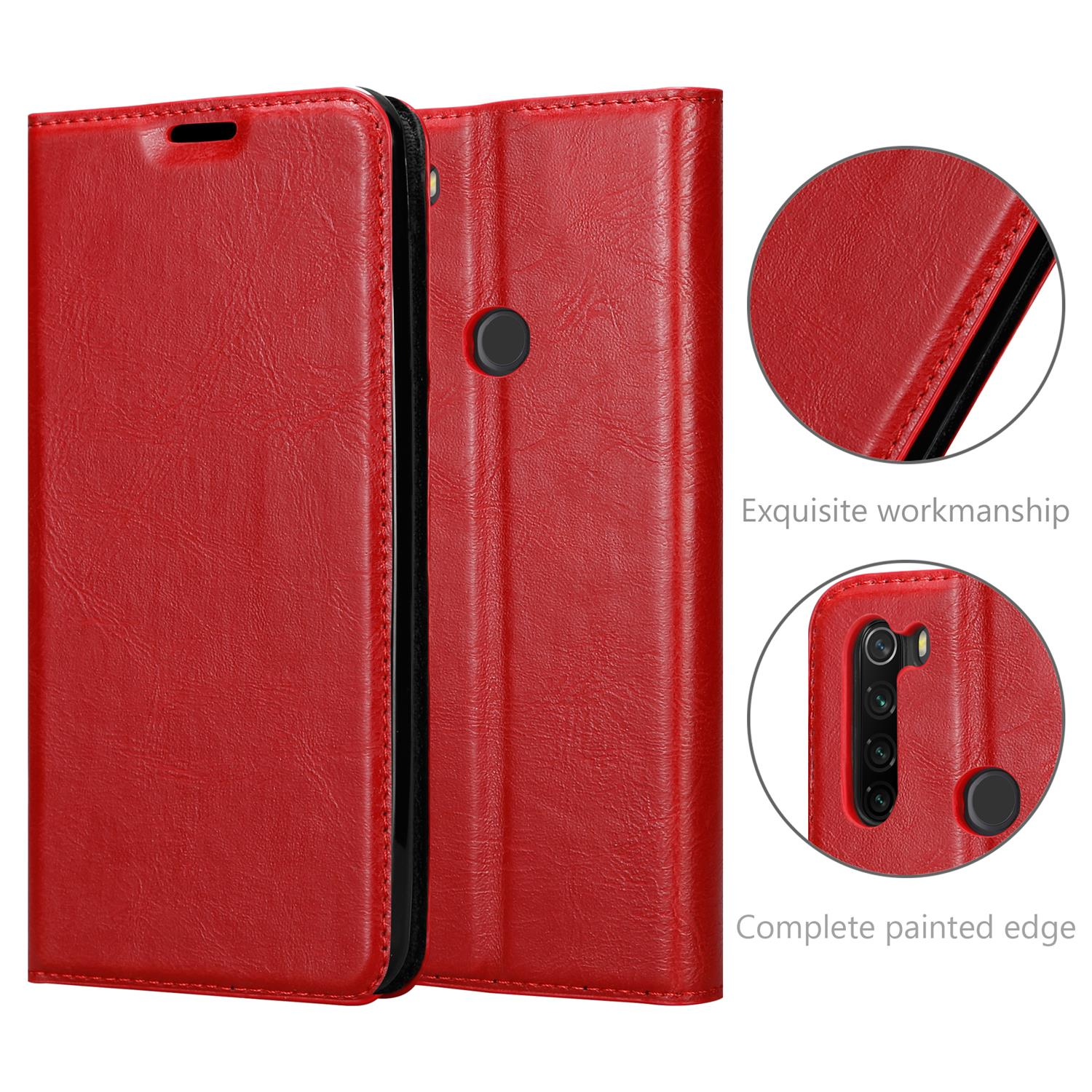 CADORABO Book Hülle Invisible Magnet, ROT Bookcover, NOTE RedMi APFEL 8T, Xiaomi