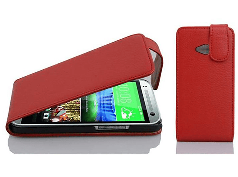 M8 HTC, im ONE Flip Schutzhülle CADORABO MINI, ROT Flip Style, INFERNO Cover,