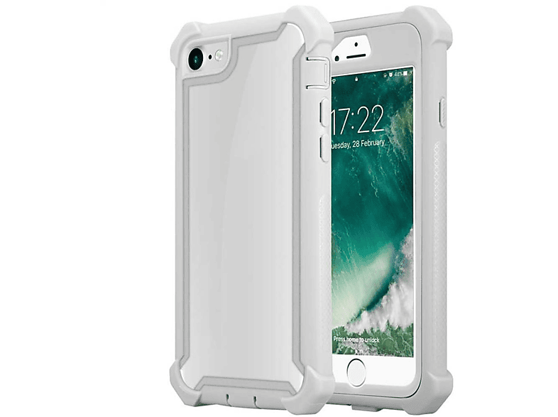 CADORABO Hybrid Hülle 2-in-1 Schutz, Backcover, Apple, iPhone 7 / 7S / 8 / SE 2020, BIRKEN GRAU