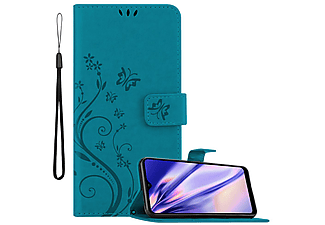 carcasa de móvil  - Funda libro para Móvil - Carcasa protección resistente de estilo libro CADORABO, Samsung, Galaxy A21, azul floral