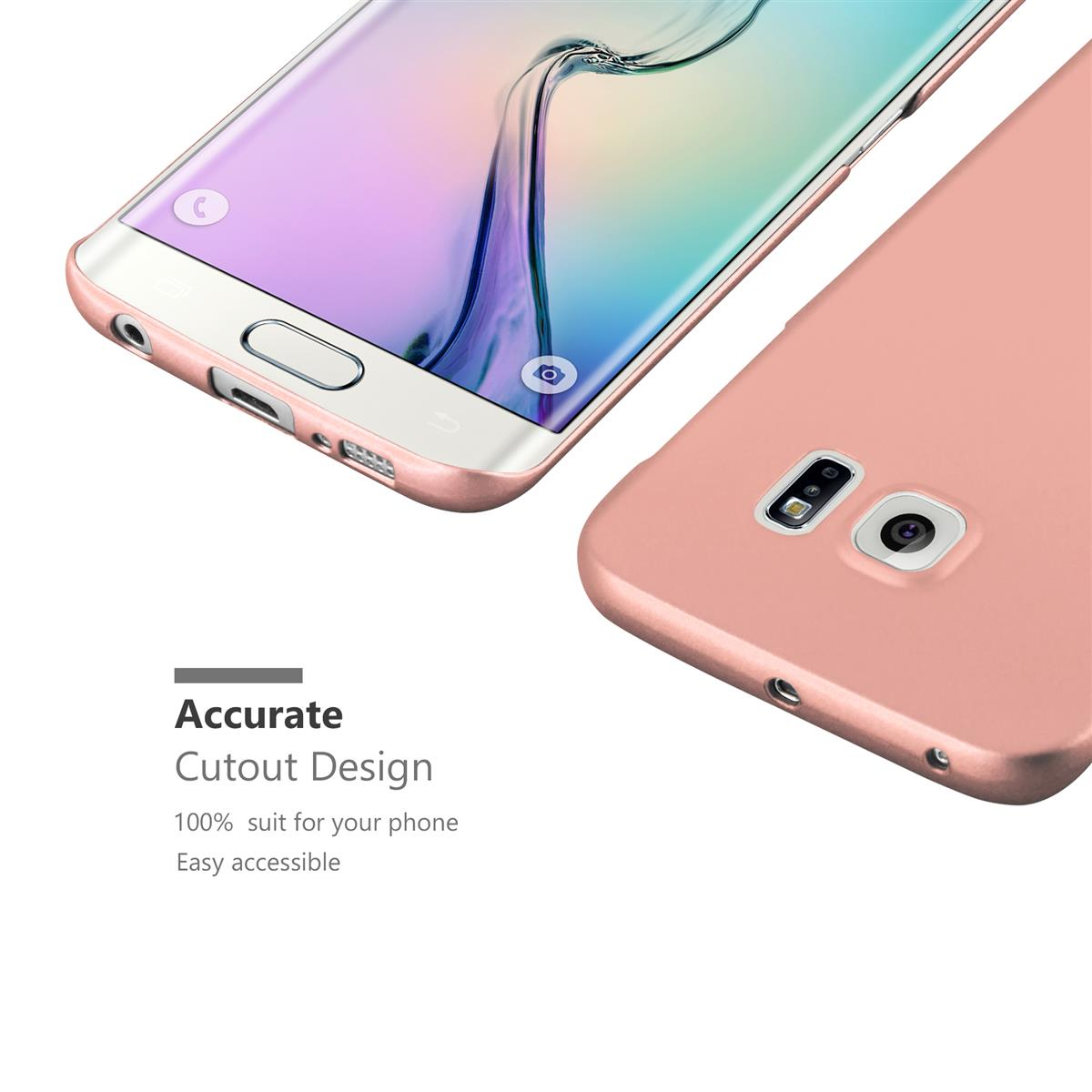 Zwei Telefone, eines rosa, eines silberfarben, mit einem Ausschnitt-Design. Das rosa Telefon hat eine Hülle.