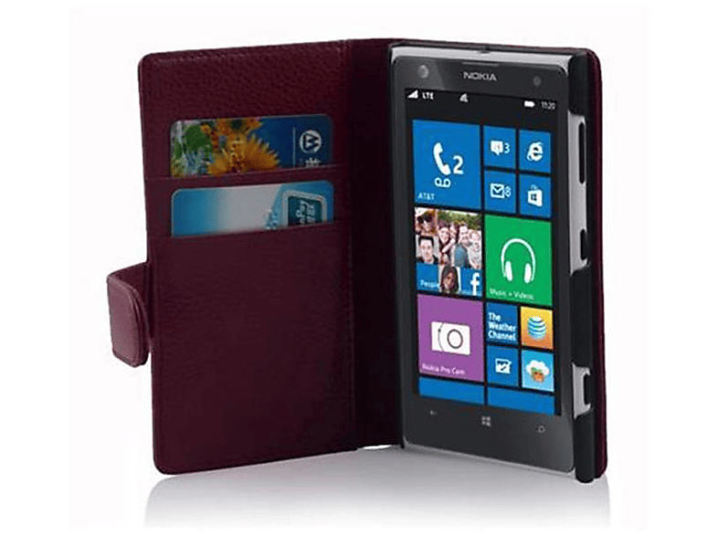 Hülle BORDEAUX Bookcover, Struktur, CADORABO mit Book LILA Nokia, Lumia 1020,