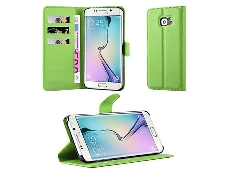 CADORABO Book Hülle Standfunktion, Bookcover, Samsung, Galaxy S6 EDGE, MINZ GRÜN