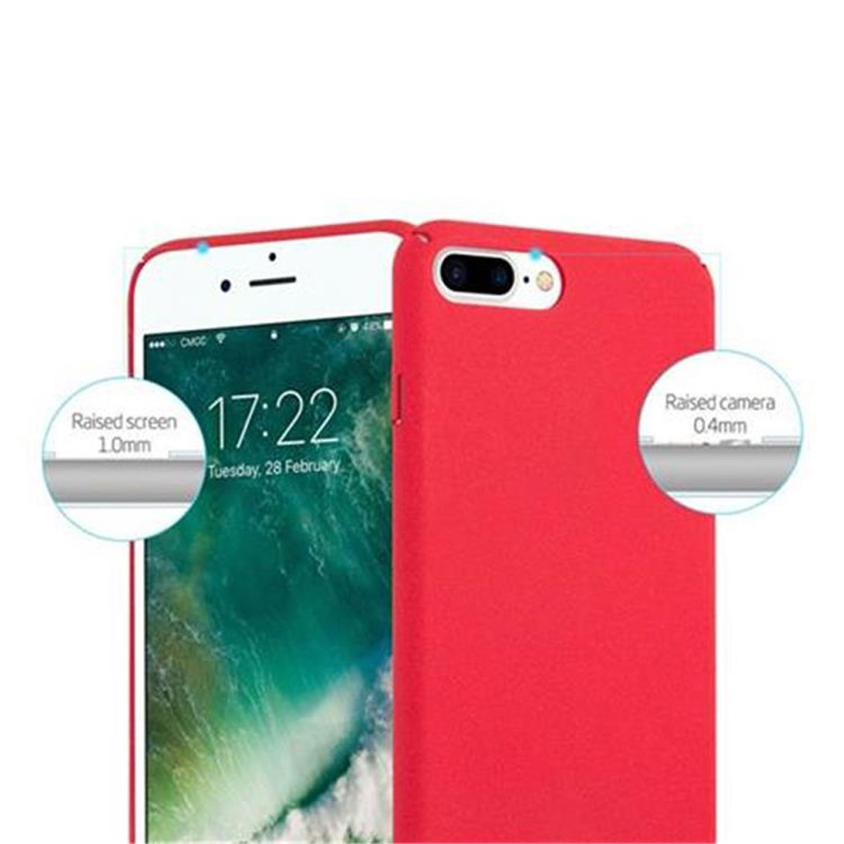 CADORABO Hülle im Hard Case / Style, 7S PLUS iPhone / Frosty PLUS FROSTY 7 Apple, 8 Backcover, ROT PLUS