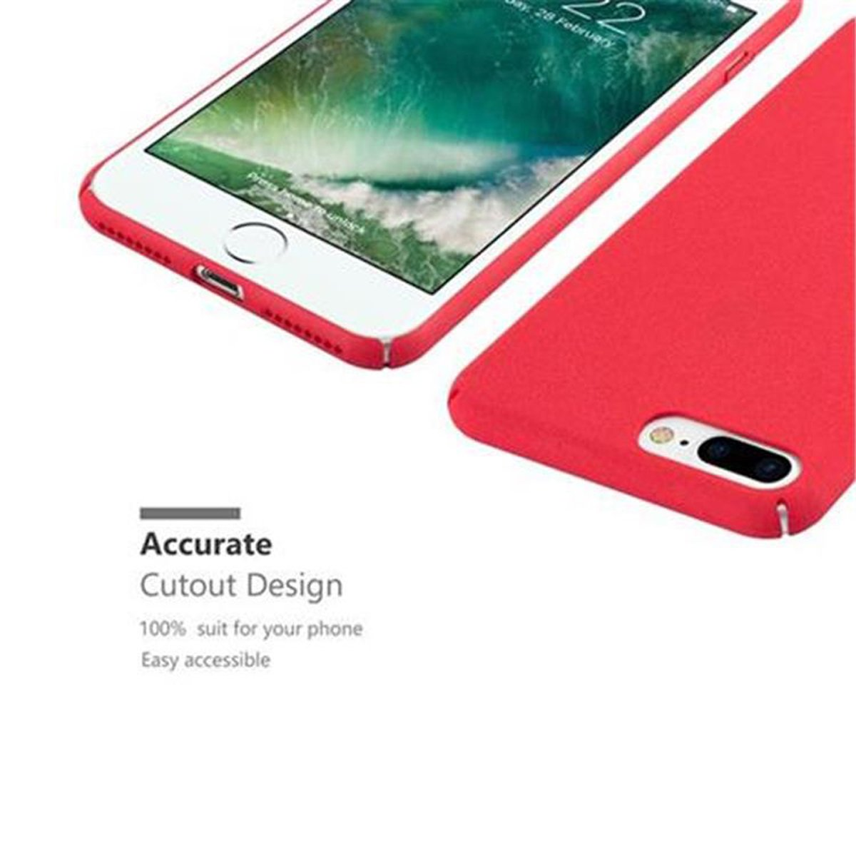 CADORABO Hülle im Hard Case Apple, ROT / / iPhone 7S 8 FROSTY PLUS, Frosty Backcover, PLUS 7 Style, PLUS