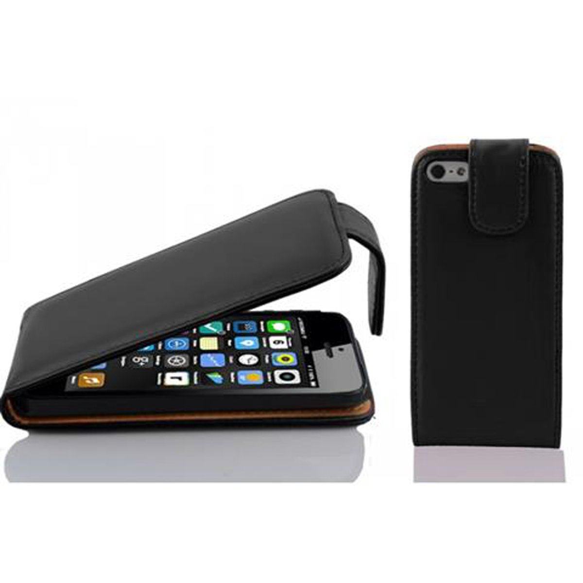 Flip 5C, iPhone KAVIAR Style, Cover, Flip CADORABO im Apple, SCHWARZ Handyhülle