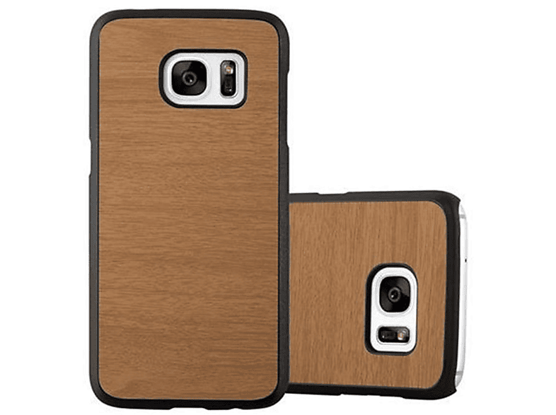 CADORABO Hülle Hard Case Woody Style, Backcover, Samsung, Galaxy S7, WOODY BRAUN
