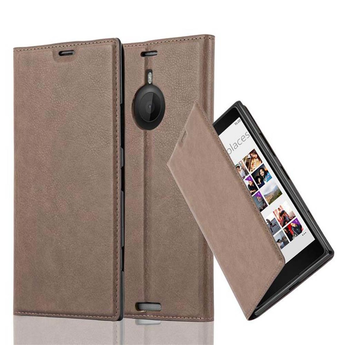 CADORABO Book Hülle Invisible Bookcover, BRAUN Magnet, Lumia 1520, Nokia, KAFFEE