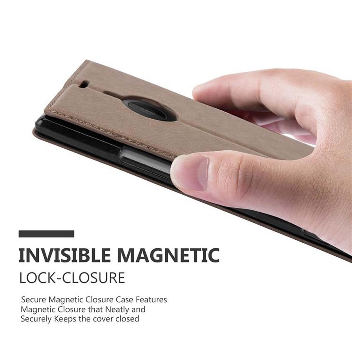 Lumia Invisible Magnet, Hülle 1520, Bookcover, Nokia, CADORABO KAFFEE BRAUN Book