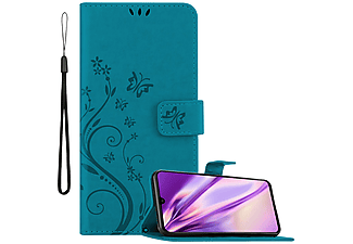 carcasa de móvil  - Funda libro para Móvil - Carcasa protección resistente de estilo libro CADORABO, Samsung, Galaxy A90 5G, azul floral