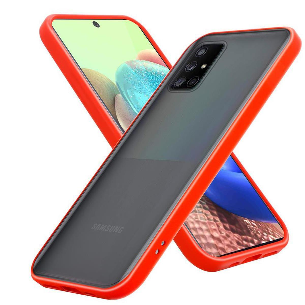 CADORABO Hülle Hybrid Schutzhülle mit Galaxy - 4G, Rot Samsung, Silikon Innenseite matter Schwarze Matt Tasten A71 TPU Backcover, und Kunststoff Rückseite