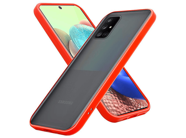 Kunststoff Rückseite, TPU Silikon Samsung, Galaxy Schwarze 5G, CADORABO matter Innenseite mit A71 Schutzhülle Hybrid Matt Hülle Tasten - Backcover, Rot und