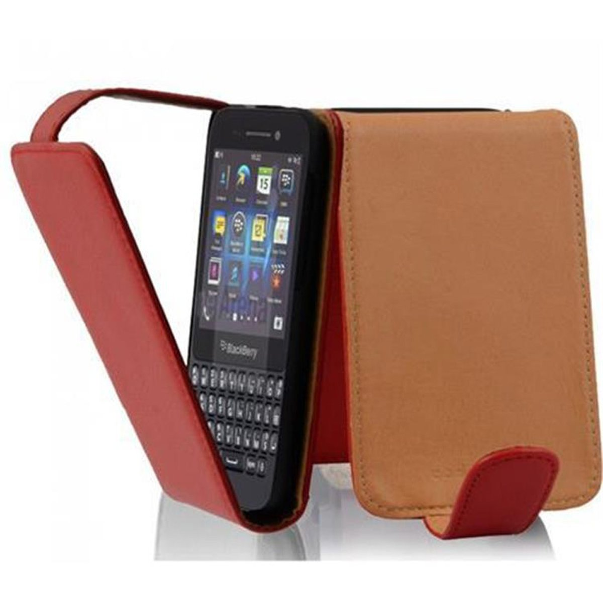 Blackberry, INFERNO Flip Cover, Flip ROT CADORABO Q5, im Style, Schutzhülle