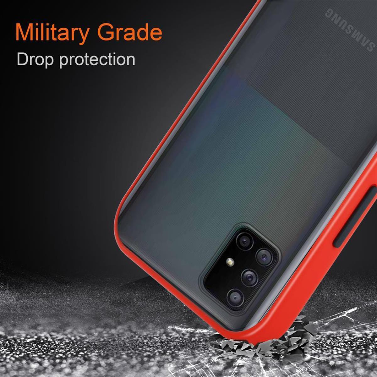 Tasten mit TPU Rot Innenseite Silikon Galaxy Schutzhülle Schwarze Backcover, Rückseite, und Hybrid CADORABO Hülle - matter Samsung, Kunststoff Matt A71 4G,