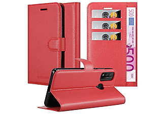 carcasa de móvil  - Funda libro para Móvil - Carcasa protección resistente de estilo libro CADORABO, Huawei, P Smart 2020, rojo carmín