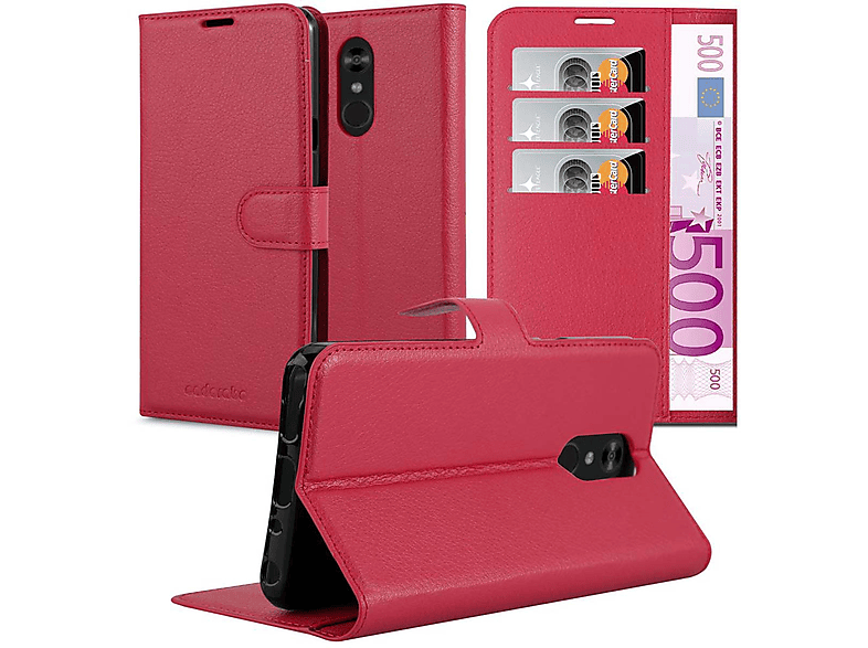 CADORABO Book Hülle Standfunktion, Bookcover, LG, Q STYLUS, KARMIN ROT