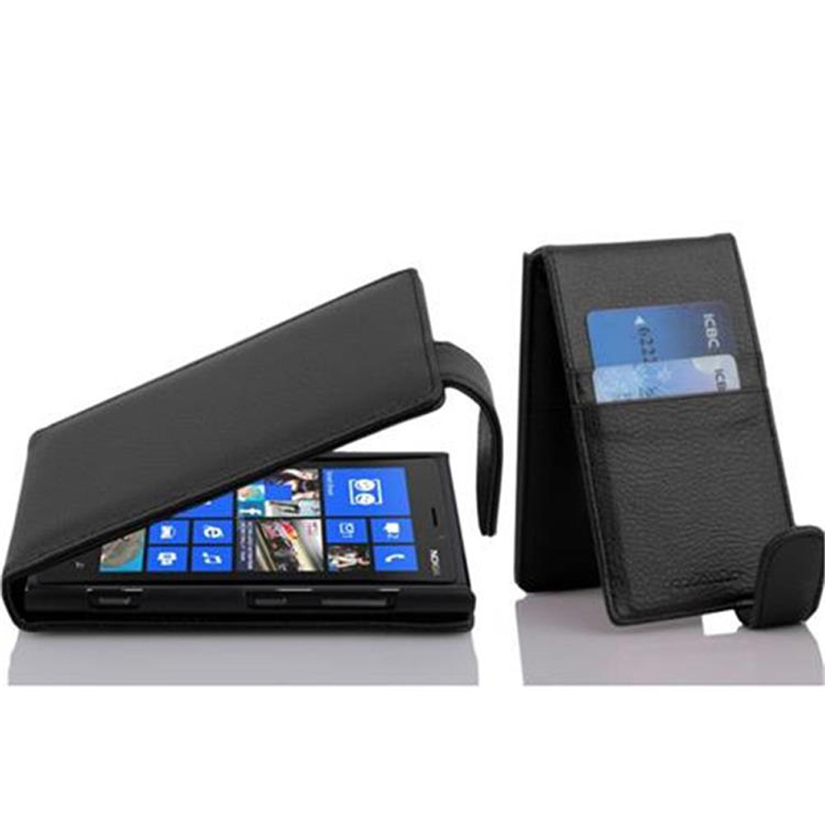 Lumia SCHWARZ Style, Schutzhülle OXID Flip Nokia, CADORABO 920, Cover, im Flip