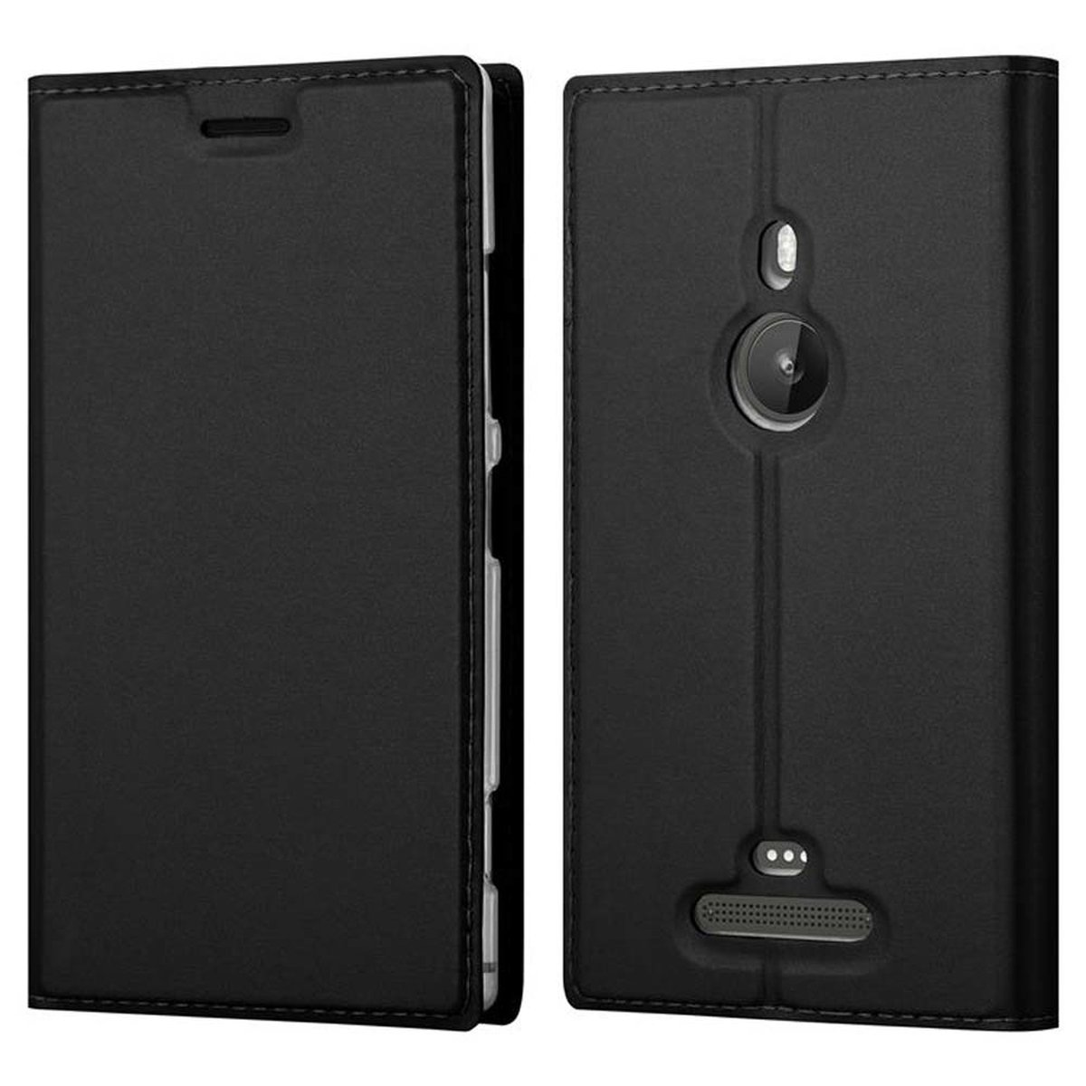 Deux coques de téléphone noires, une fermée et une ouverte, montrant la caméra.