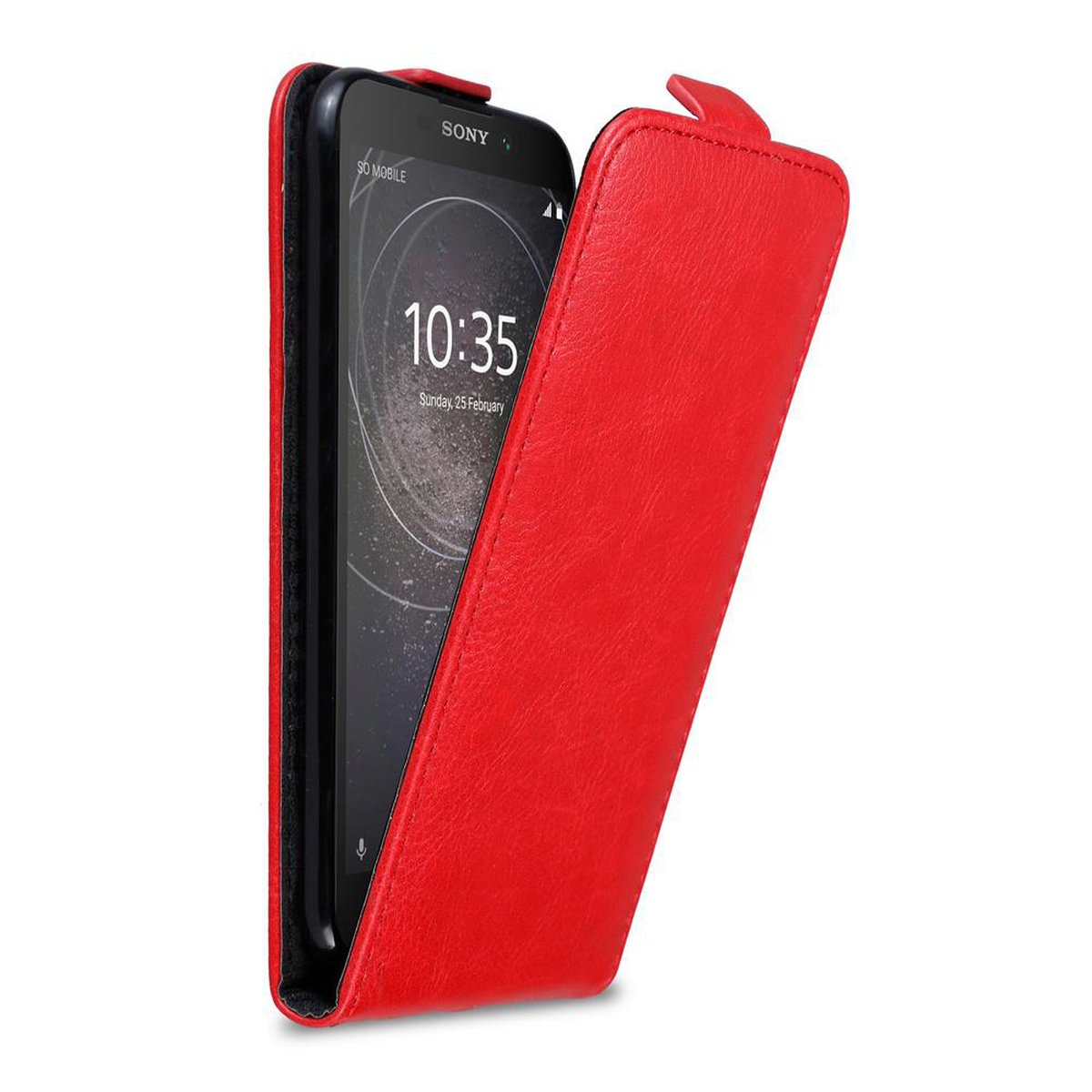 L2, Xperia ROT Hülle Flip Sony, Flip APFEL Cover, CADORABO im Style,