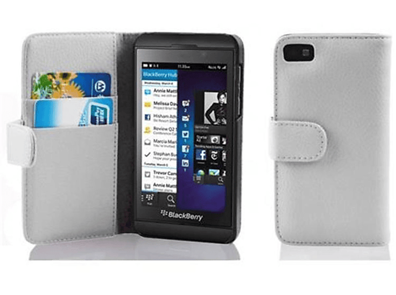 CADORABO Book Hülle mit Blackberry, MAGNESIUM Z10, WEIß Bookcover, Struktur