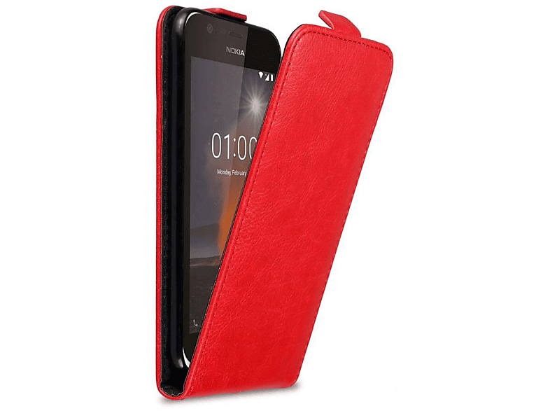 CADORABO Hülle im Flip Style, Flip Cover, Nokia, 1 2018, APFEL ROT | Tablet Flip Cover
