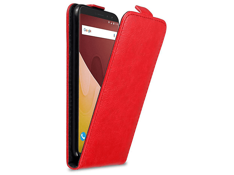 CADORABO Hülle im Flip Style, Flip Cover, WIKO, VIEW GO, APFEL ROT