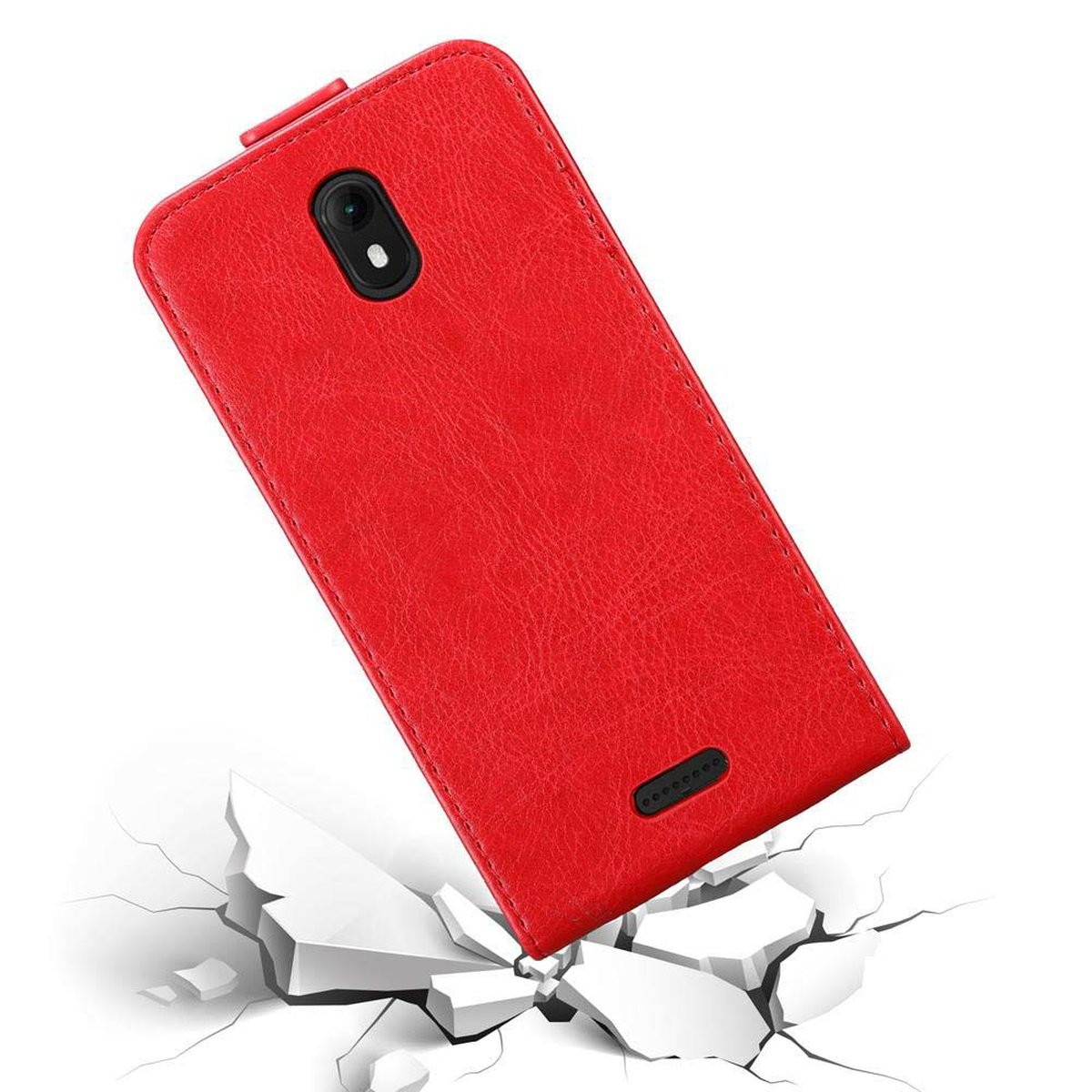 CADORABO Hülle im Style, ROT WIKO, GO, Flip Cover, APFEL Flip VIEW