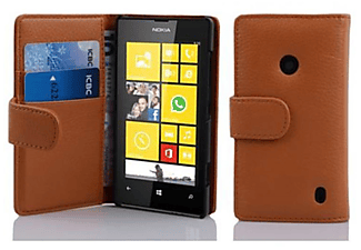 carcasa de móvil  - Funda libro para Móvil - Carcasa protección resistente de estilo libro CADORABO, Nokia, Lumia 520, 80 cognac