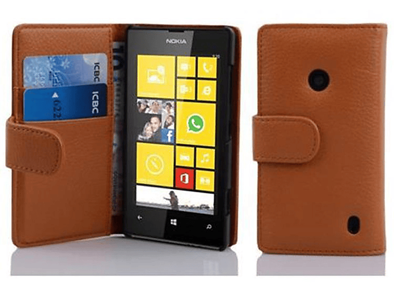 CADORABO Book Hülle mit COGNAC Lumia Struktur, 521, 520 Nokia, BRAUN Bookcover, 