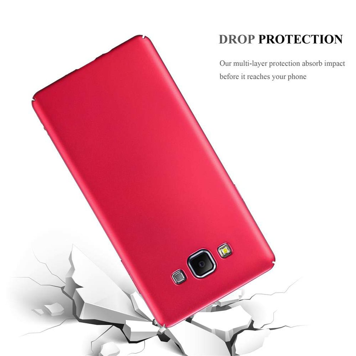 CADORABO Matt A7 Samsung, Backcover, Metall im ROT Hülle Case Galaxy 2015, METALL Hard Style,