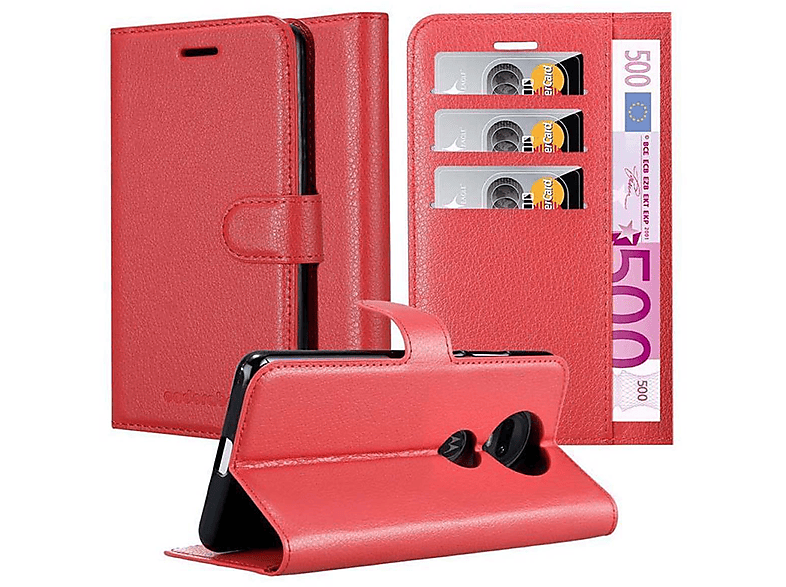 CADORABO Book Hülle Standfunktion, Bookcover, Motorola, MOTO G7 / G7 PLUS, KARMIN ROT