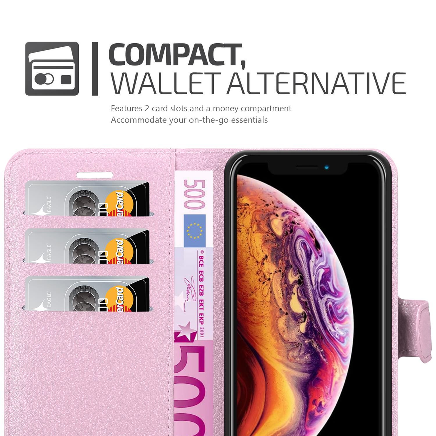Apple, LOTUS ROSA X iPhone XS, Hülle Book / CADORABO Standfunktion, Bookcover,