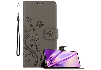carcasa de móvil  - Funda libro para Móvil - Carcasa protección resistente de estilo libro CADORABO, Samsung, Galaxy S21, gris floral