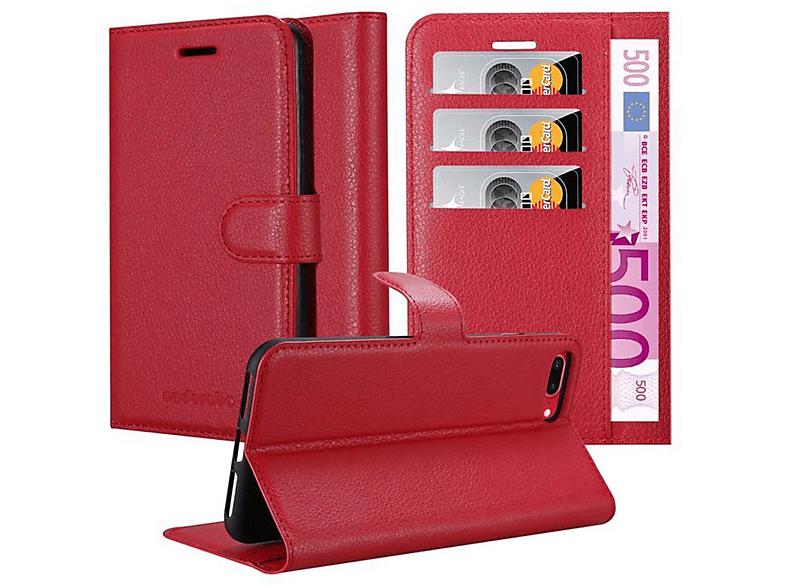 CADORABO Book Hülle Standfunktion, iPhone 7S PLUS 7 8 / PLUS, ROT / PLUS KARMIN Bookcover, Apple