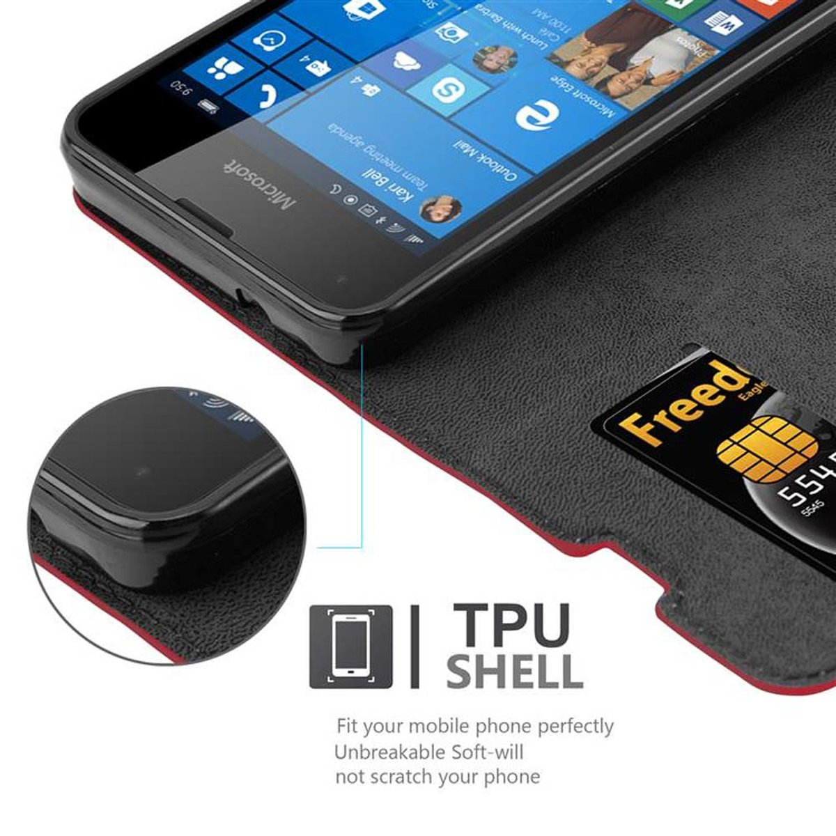 Magnet, Invisible Lumia CADORABO Nokia, Bookcover, APFEL ROT 550, Book Hülle