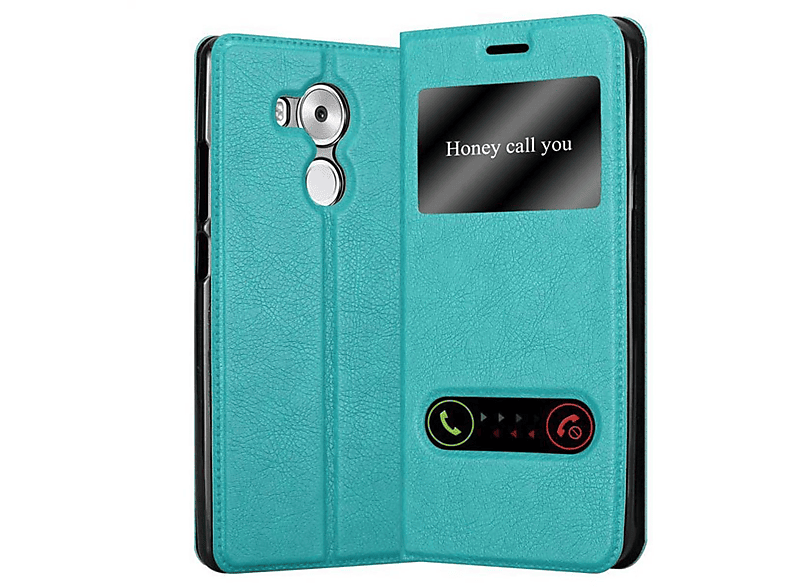 CADORABO Book View Doppelfenster Hülle, Bookcover, Huawei, MATE 8, MINT TÜRKIS