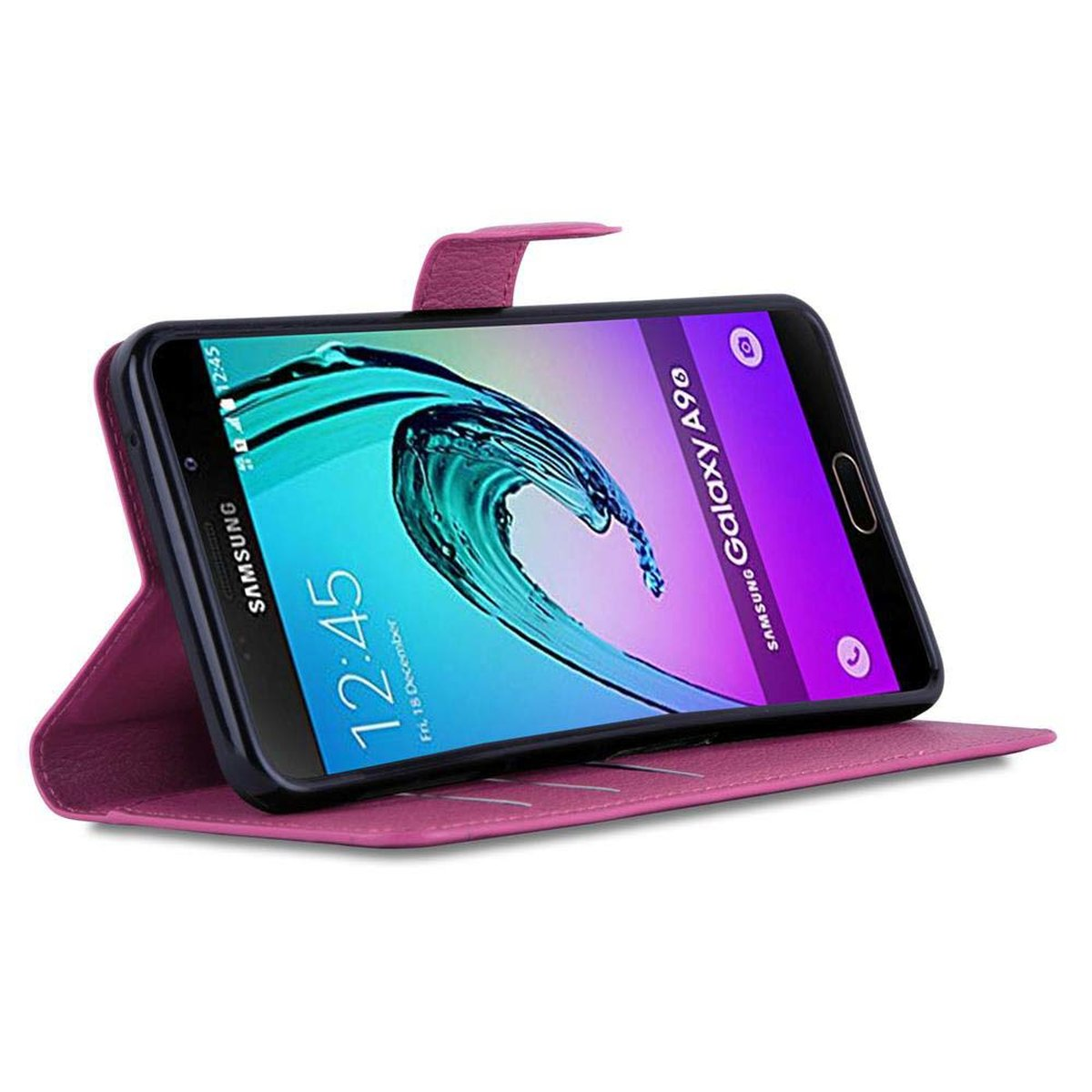 Galaxy CHERRY Bookcover, A9 PINK Samsung, Hülle Book CADORABO 2016, Standfunktion,