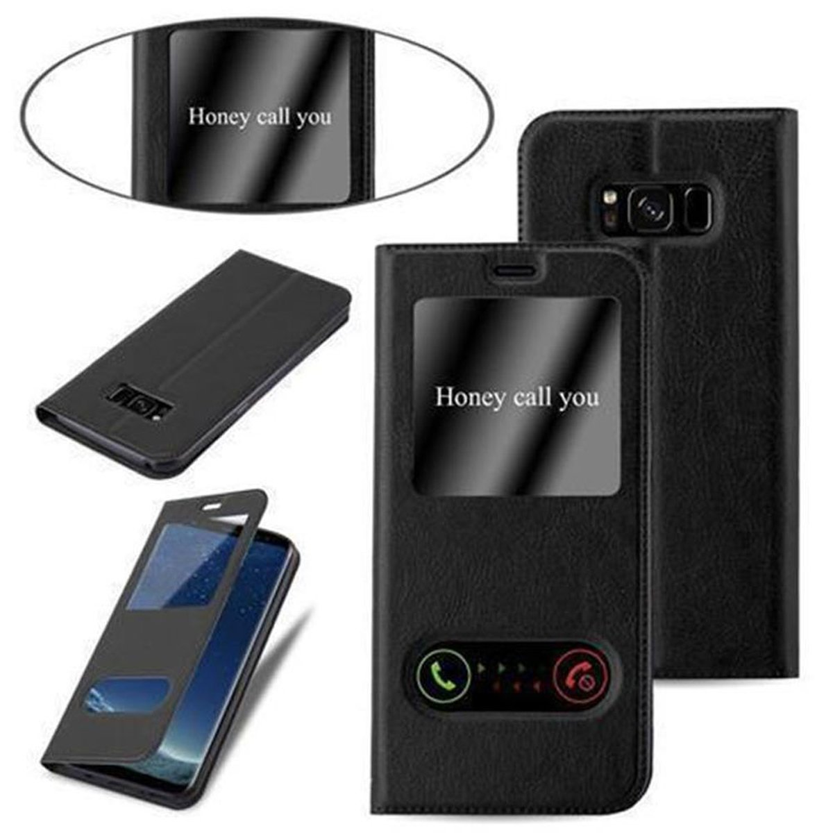 SCHWARZ PLUS, Samsung, Doppelfenster Galaxy S8 CADORABO Book KOMETEN View Bookcover, Hülle,