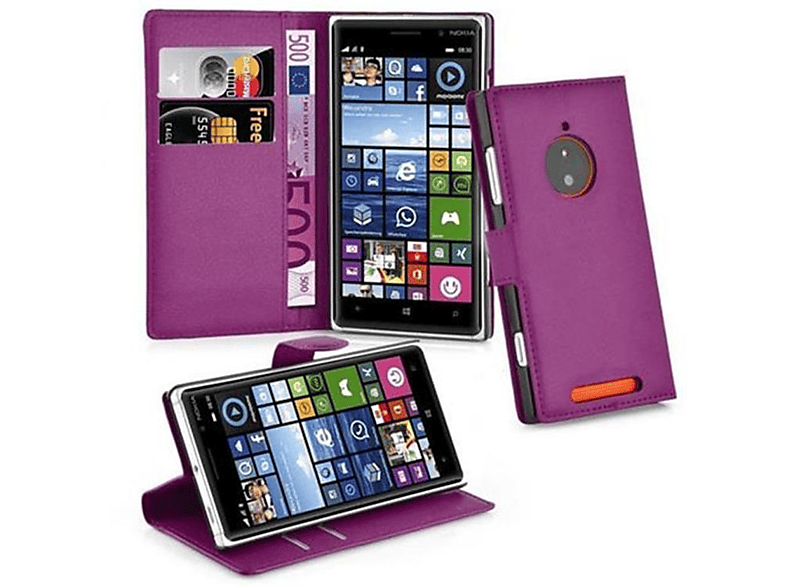 CADORABO Book Hülle Standfunktion, Bookcover, Nokia, Lumia 830, MANGAN VIOLETT