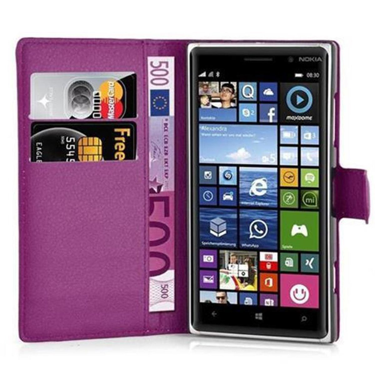 Lumia 830, Bookcover, MANGAN Book VIOLETT CADORABO Standfunktion, Hülle Nokia,