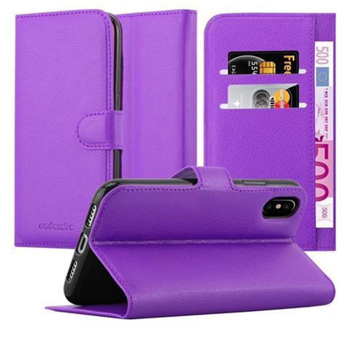 Standfunktion, MANGAN CADORABO iPhone X Hülle Bookcover, / Book VIOLETT Apple, XS,
