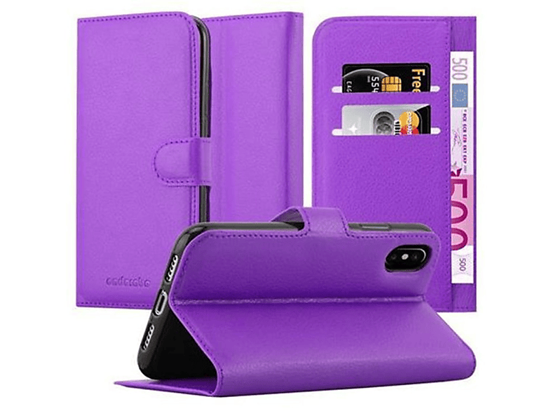 CADORABO Book Hülle Standfunktion, Bookcover, Apple, iPhone X / XS, MANGAN VIOLETT