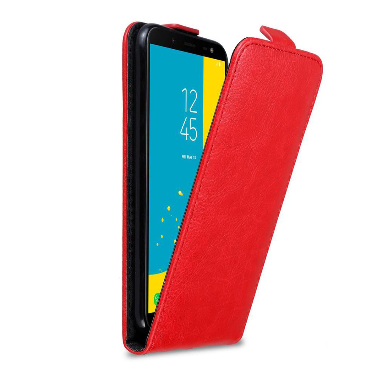 CADORABO Hülle Flip im Galaxy Samsung, ROT APFEL Flip Style, Cover, J6 2018
