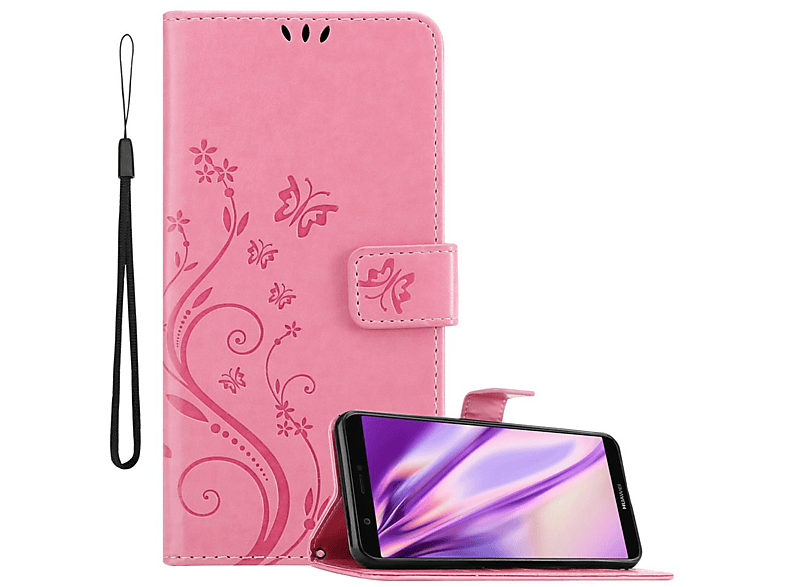 P Hülle Muster Blumen CADORABO / 2018 7S, Huawei, FLORAL Flower Case, Enjoy ROSA SMART Bookcover,