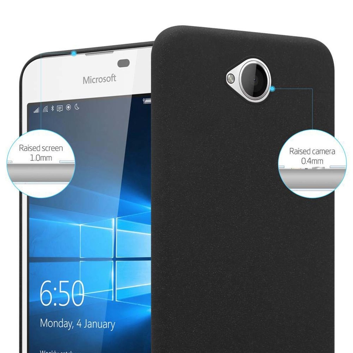 CADORABO SCHWARZ im FROSTY Frosty Backcover, Hard Style, Nokia, Hülle Lumia Case 650,