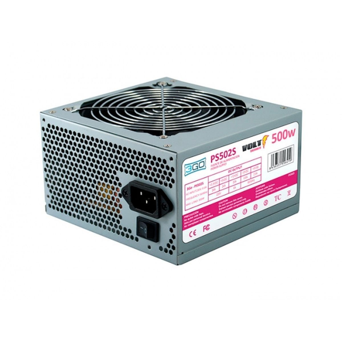 Fuente Alimentación 500W Fuente Alimentación 500W 3GO (24Pin+Sata+12Cm);3GO, Plata