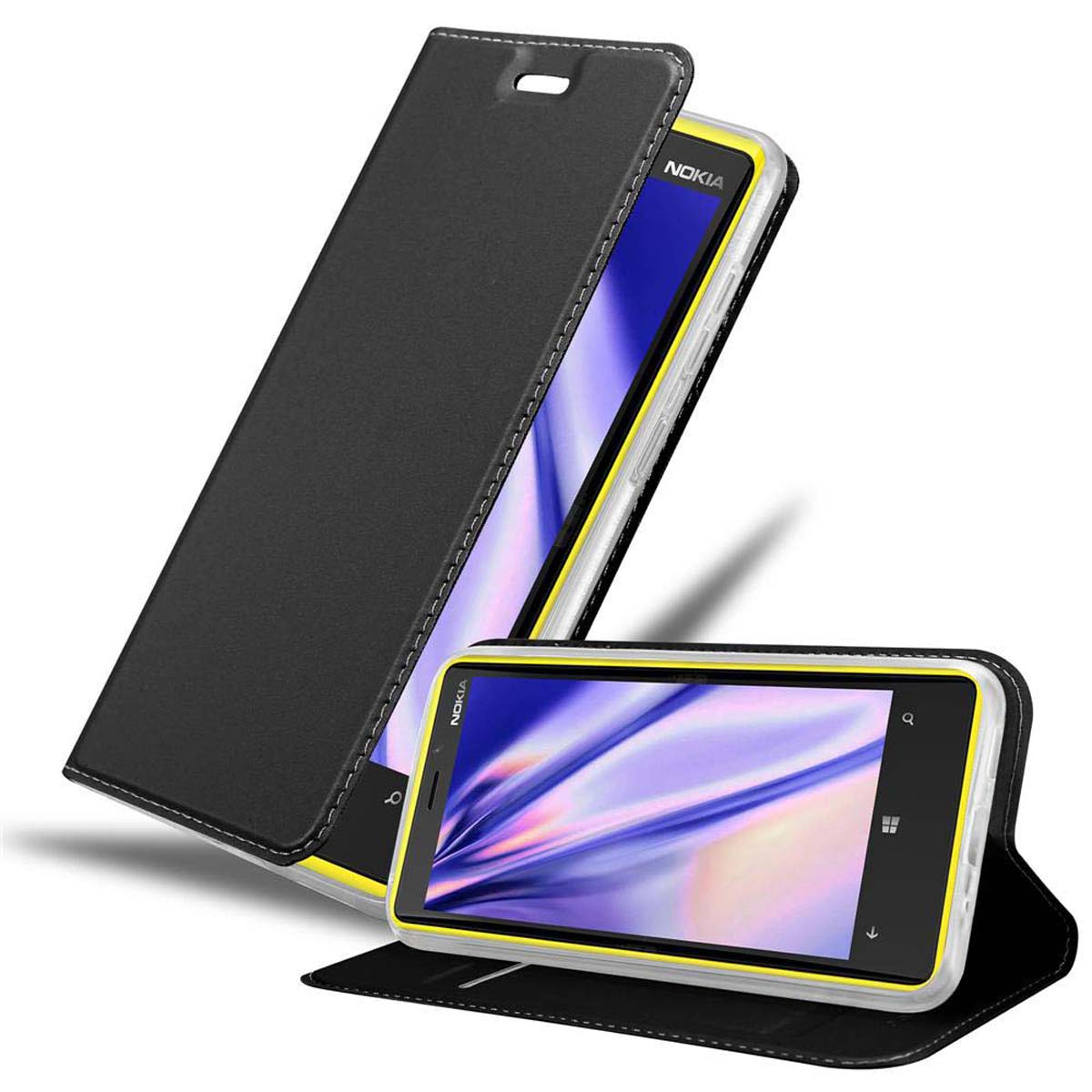 Lumia Nokia, CLASSY Classy Bookcover, CADORABO Style, Handyhülle Book SCHWARZ 920,