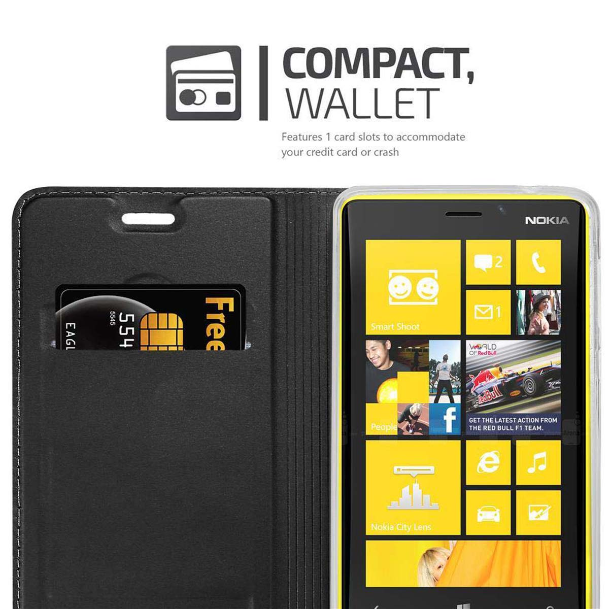 Lumia Nokia, CLASSY Classy Bookcover, CADORABO Style, Handyhülle Book SCHWARZ 920,